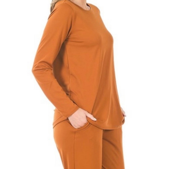 NWT Small NEW ALMOND/RUST 2 PIECE LOUNGE SET - Picture 3 of 10